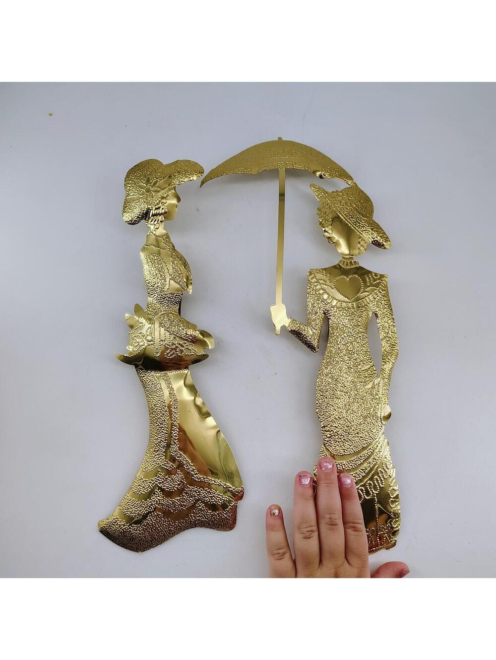 Home Interiors & Gifts Vintage Goldtone Metal Wall Decor Plaques Ladies 1900s